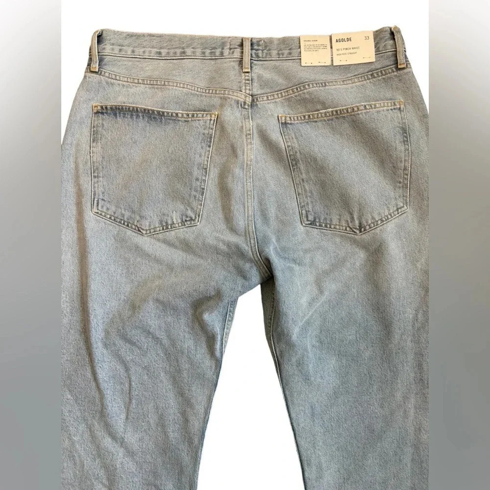 NWT Agolde 90s High Rise Pinch Button Fly Waist Jeans in Flashback Blue Size 33 - Picture 5 of 10
